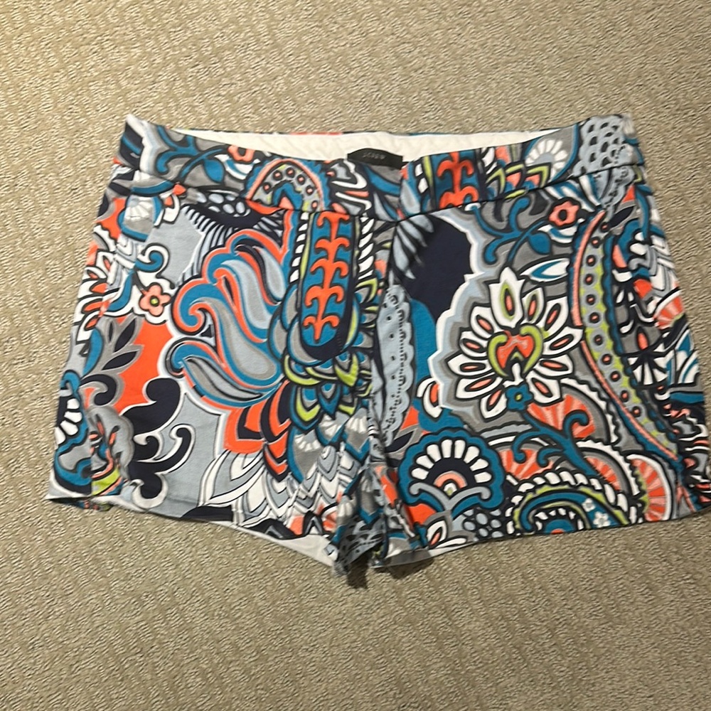 J. Crew High Waist Orange and Gray Shorts